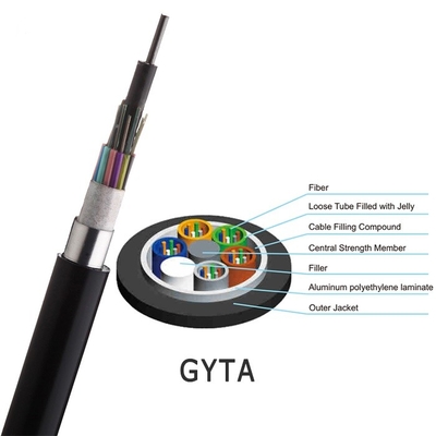 Υπαίθριο καλώδιο GYTA 12 οπτικών ινών αγωγών Singlemode G652d θωρακισμένο πυρήνας 24 36 48 72