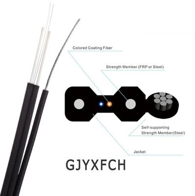 GJYXFCH 1 πυρήνας 2 αυτοφερόμενο FTTH καλώδιο οπτικών ινών πτώσης πυρήνων SM