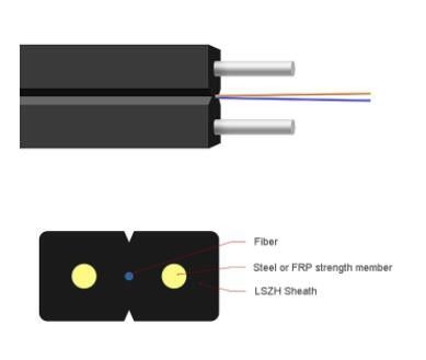 Ενιαίο καλώδιο πτώσης ινών τρόπου FTTH 2 πυρήνας 4 6 8 12 16 24